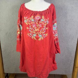 Free People Fleur Du Jour Off The Shoulder Mini Dress Womens Medium Embroidered